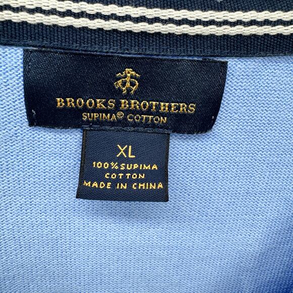 Brooks Brothers Sweater Mens XL Blue Supima Cotton V-Neck Classic Coastal Knit - Picture 2 of 6